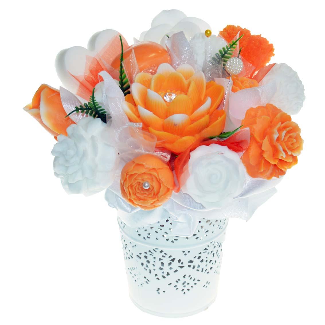 Mydlová Kytica - oranžovo - biela